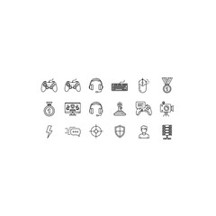 Gaming and technology icons isolated on transparent background