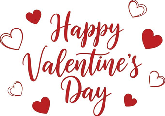 PrHappy valentine's day greeting with red heartsint