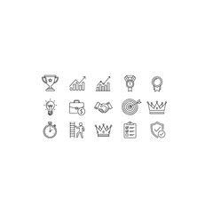 Business and achievement icons isolated on transparent background