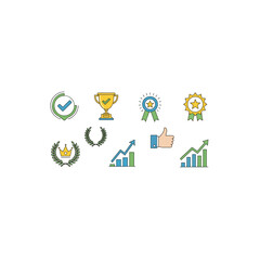 Achievement and success icons isolated on transparent background
