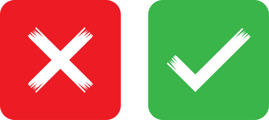 Obraz premium Red cross and green check mark