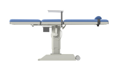 Naklejka premium Modern operating table with adjustable height and padded surface for patient comfort