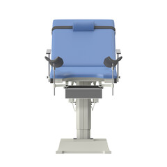 Modern gynecological examination chair with adjustable features and comfortable blue upholstery