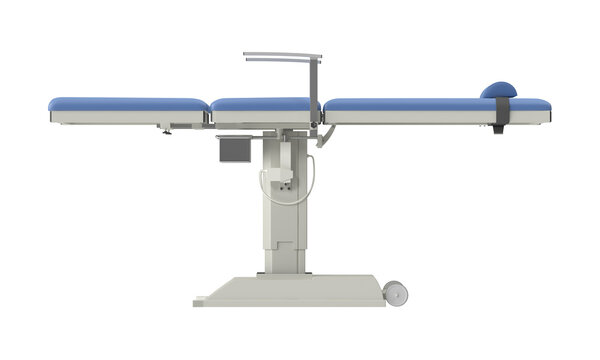 Modern operating table with adjustable height and padded surface for patient comfort