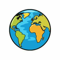 Cartoon Globe Icon Vector for Education and Web Design