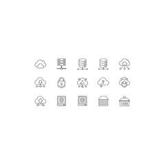 Cloud computing and data storage icons isolated on transparent background