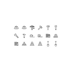 Construction icons isolated on transparent background