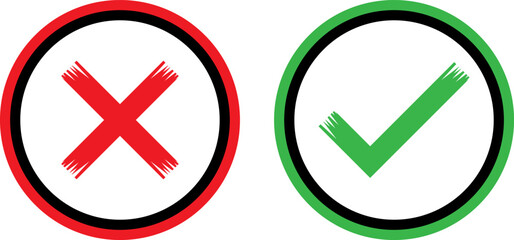 Red cross and green check symbols