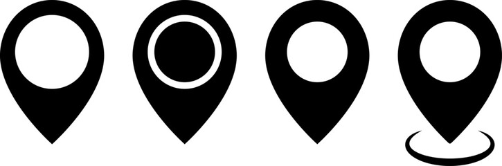 Four location pins with variations