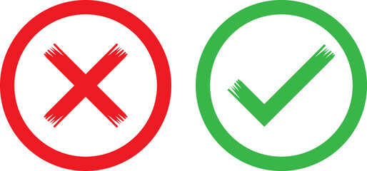 Red cross and green check