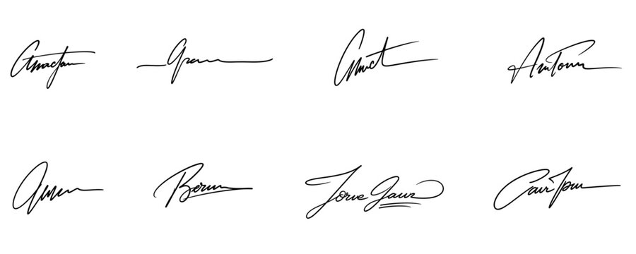 Elegant handwritten signature collection with flowing calligraphy lines