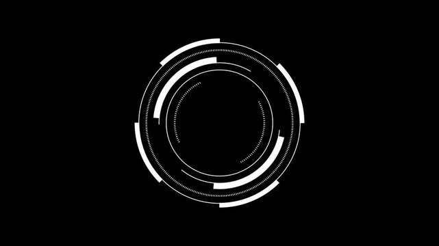 Sci Fi HUD Portal Tunnel Animation Featuring Circular Futuristic Interface and Cyber Technology Gateway Abstract Digital Funnel High Tech Virtual Cyberspace. 4K Video