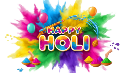 Vibrant holi celebration with colorful powders and happy holly day
