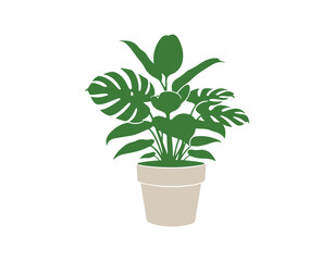 Brightly colored houseplant. Doodle illustration of indoor plants in a flower pot