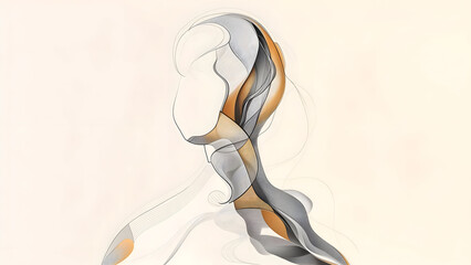 Fototapeta premium Abstract Human Silhouette Illustration with Organic and Geometric Shapes