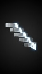 Falling domino chain on dark background, failure and business risk concept