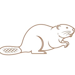 Obraz premium Simple Line Drawing of a Beaver Animal.
