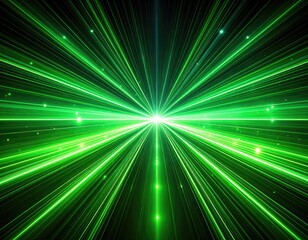 Intense, vibrant green lines radiate from a central point, creating an explosive burst
