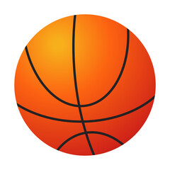 Bright orange basketball vector illustration with bold black seams, realistic shading and smooth circular shape, isolated on a clean white background for sports design use