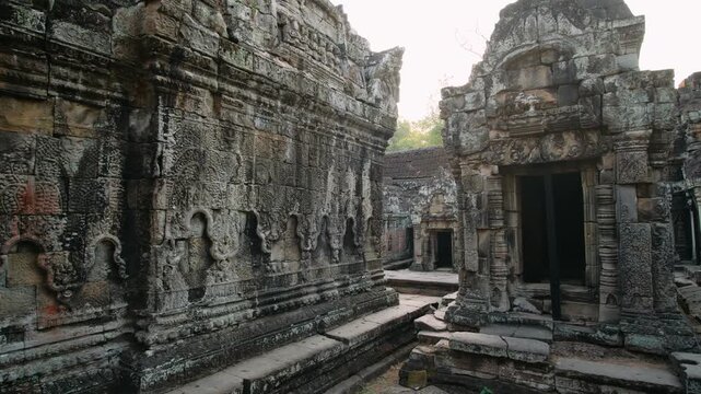 Ancient preah khan temple ruins, a popular landmark in the angkor complex. A world famous landmark and archaeological park. UNESCO World Heritage Site.