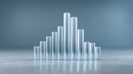 Transparent Glass Bar Graph with Motion Blur on Gradient Background for Analytical and Creative Designs