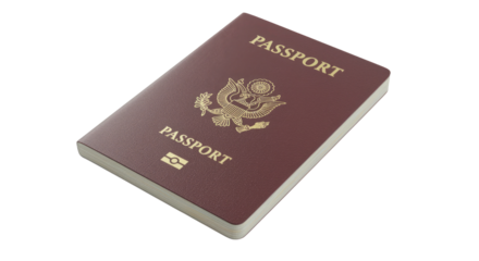 Passport isolated on transparent background official travel document for international trips