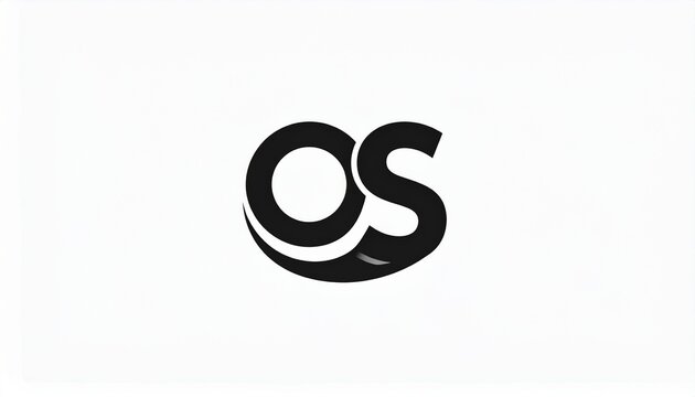 OS letter logo in modern minimalist style, black typography symbol isolated on white background for branding, technology, and corporate identity. - Powered by Adobe