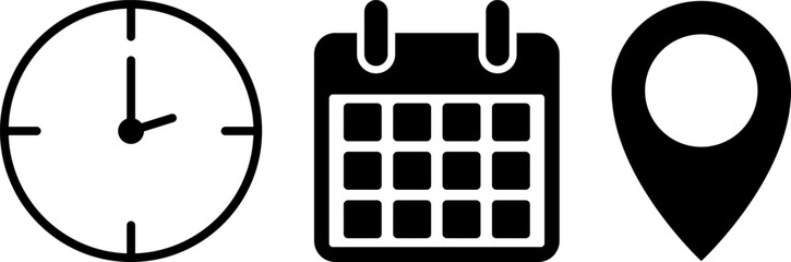 Time, date, and location icons