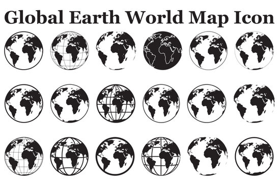 Global Earth World Map Icon Bundle