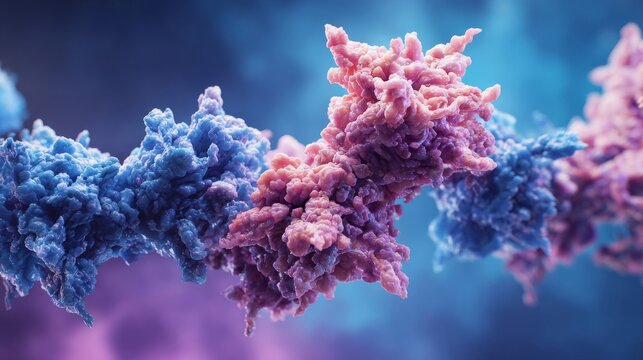 Abstract representation of two distinct molecular structures interacting, digital art - Powered by Adobe