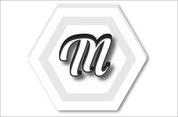 3D letter M in polygon style on white background.