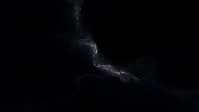 Dramatic lightning storm electrifies dark sky with intense light flashes