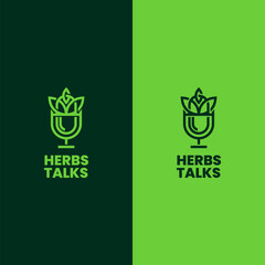 podcast mic with capsules and leaves for traditional health talk logo and health services