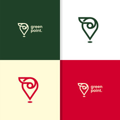 With leaves and location pin accents, this logo is suitable for agricultural and plantation centers or vegetable and herbal shopping centers.