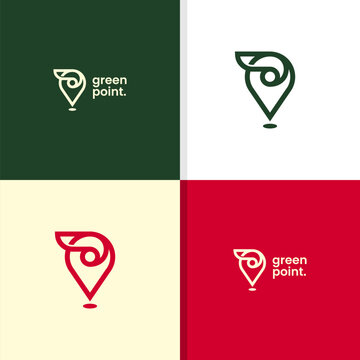 With leaves and location pin accents, this logo is suitable for agricultural and plantation centers or vegetable and herbal shopping centers.