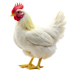 Fototapeta premium White Chicken Standing on White Background
