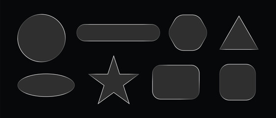  glass elements with liquid morphism effect for ui design and modern interfaces.