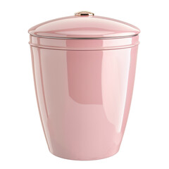 Pink Trash Can with Lid in Modern Minimalist Design with Soft Lighting on White Background for Home Decor isolated on transparent background
