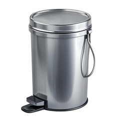 Stainless Steel Trash Can with Pedal in Modern Minimalist Design with Soft Natural Lighting for Home Kitchen isolated on transparent background