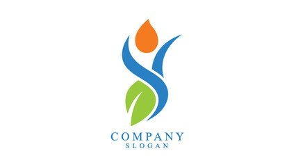 Abstract logo depicting people with colorful leaves forming a human silhouette