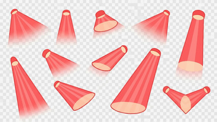 Scattered red spotlights illuminate a transparent background with subtle shadows