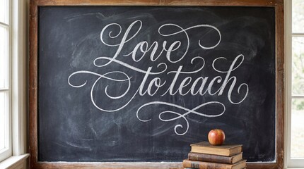 Inspiring classroom setup with Love to teach chalkboard message