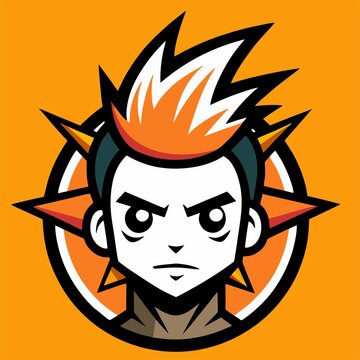 design logo vector icon cartoon character minimalist punk face