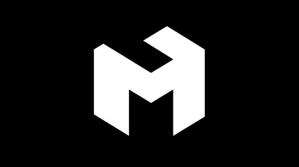 Modern abstract geometric symbol in black and white, minimalist design element, icon, or logo concept for technology and business.