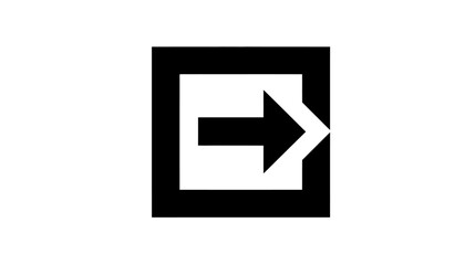 Black exit icon, logout symbol, arrow pointing right from square, user interface element, web button, log off graphic