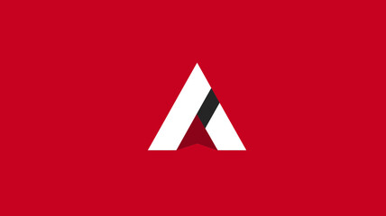 Abstract red, white, and black letter A logo design on a bold background, modern geometric corporate icon concept