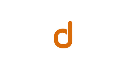 Orange lowercase letter d isolated on white background. Simple typographic graphic element for design and communication.