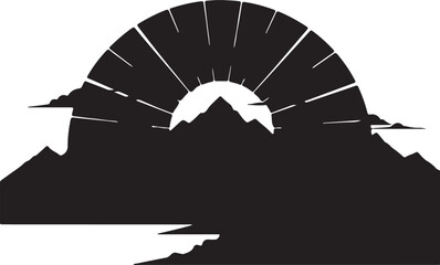 Mountain landscape with sunrise