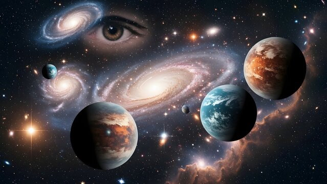 Cosmic View of Planets and Galaxies in Outer Space