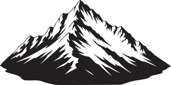 Snowcapped mountain peak silhouette